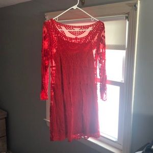 Express red lace dress